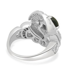 Platinum Black Star Sapphire and Diamond Bypass Ring