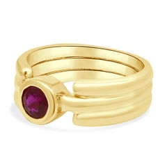 18K Yellow Gold Bezel Set Round Ruby Solitaire Ring