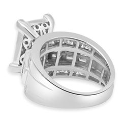 14K White Gold Invisible Set Diamond Rectangular Top Multi-Row Ring