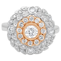 EFFY 14K Two-Tone White and Rose Gold Round Diamond Floral Cluster Ring
