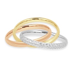 Cartier 18K Tri-Tone Round Diamond Trinity Ring