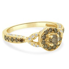 LeVian 14K Yellow Gold Chocolate and White Diamond Engagement Ring