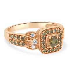 LeVian 14K Rose Gold Chocolate and White Diamond Square Halo Engagement Ring