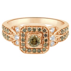 LeVian 14K Rose Gold Chocolate and White Diamond Square Halo Engagement Ring