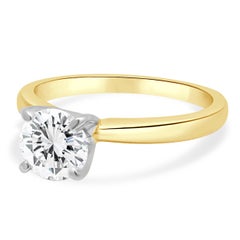 14K Two-Tone Yellow/White Gold 4-Prong Set Round Brilliant Cut Diamond Solitaire