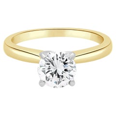 14K Two-Tone Yellow/White Gold 4-Prong Set Round Brilliant Cut Diamond Solitaire