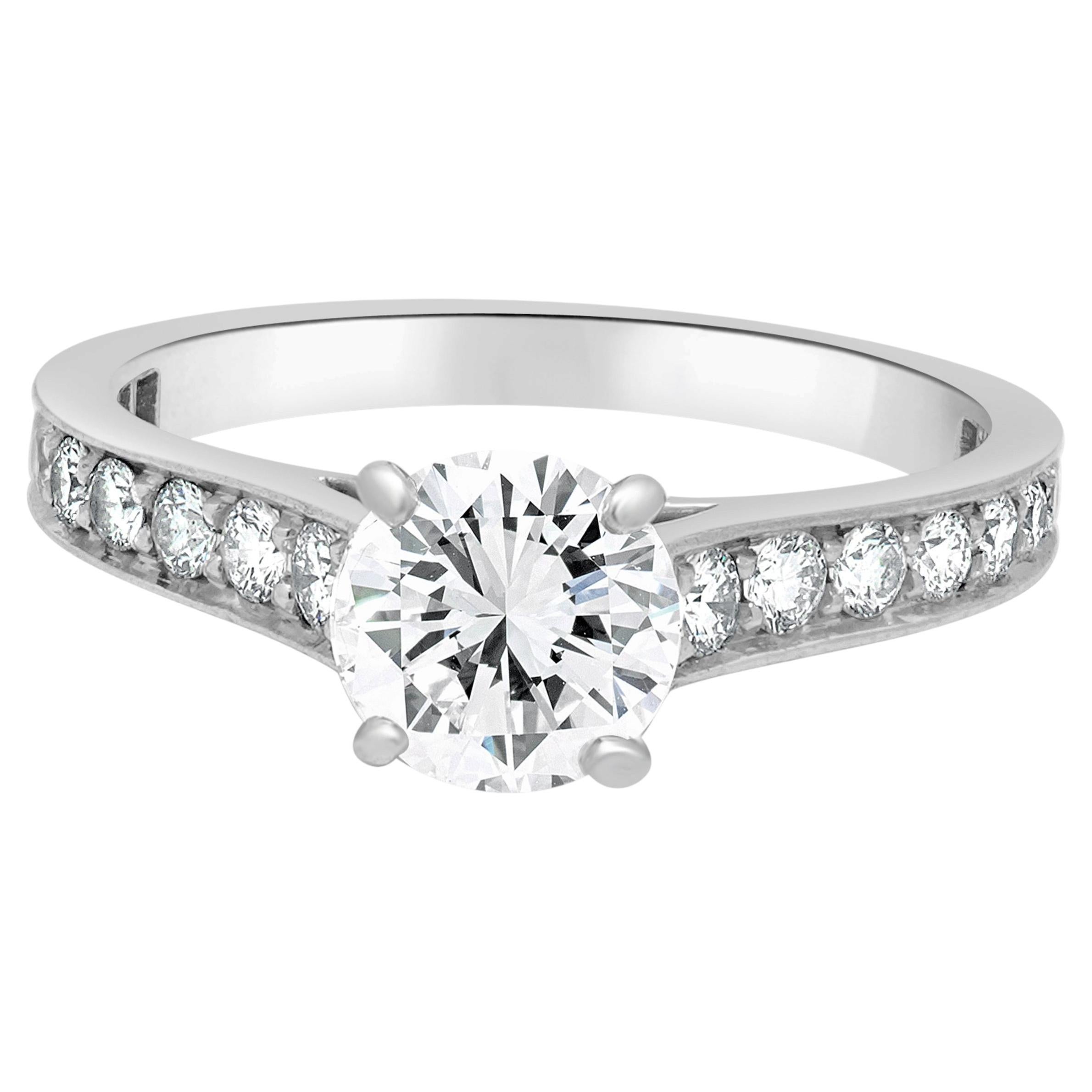 Cartier Platinum GIA Certified Round Brilliant Cut Diamond Engagement Ring For Sale