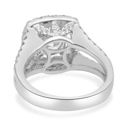 18K White Gold GIA Certified Round Brilliant Cut Diamond Halo Split Shank Engage
