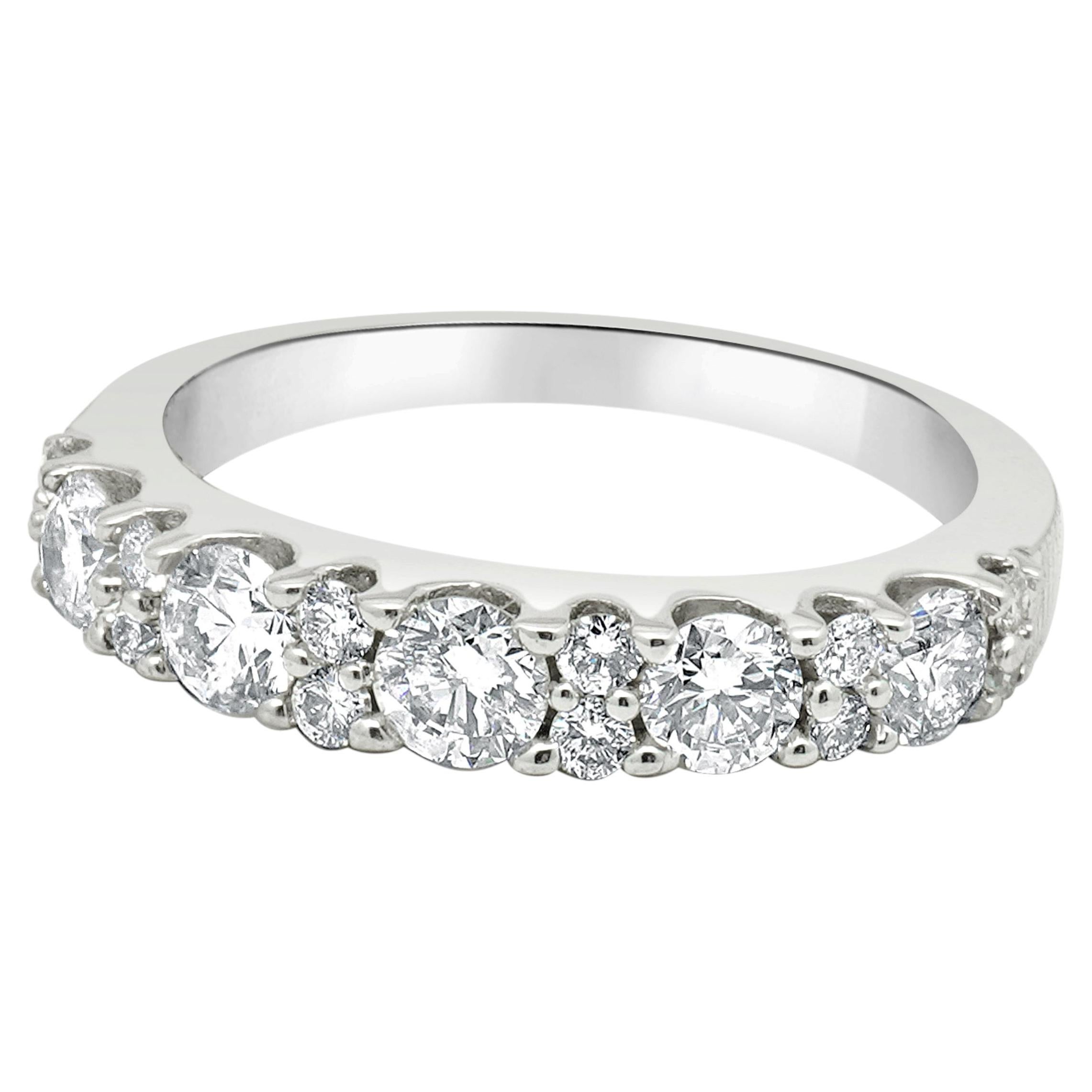 14K White Gold Prong Set Round Diamond Wedding Band