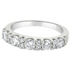 14K White Gold Prong Set Round Diamond Wedding Band