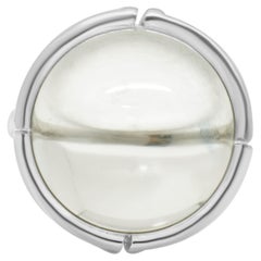 14K White Gold Crystal Globe Quartz Solitaire Ring