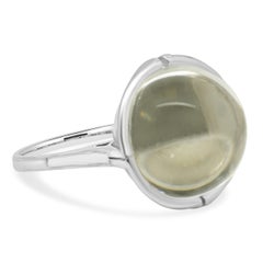 14K White Gold Crystal Globe Quartz Solitaire Ring