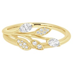 Tiffany & Co. 18K Rose Gold Marquise and Round Diamond Vine Motif Ring