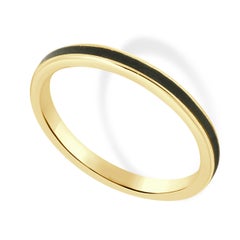 14K Yellow Gold Black Enamel Ring