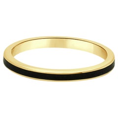 14K Yellow Gold Black Enamel Ring