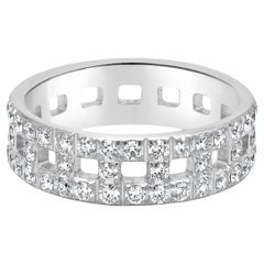 Tiffany & Co. Ring aus 18-karätigem Weißgold mit rundem Diamanten und „T“-Motiv