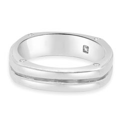 14K White Gold Flush Set Princess Cut and Round Diamond Black Enamel Euro Shank