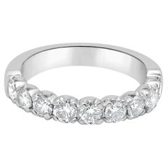 14K White Gold Prong Set Round Diamond 9-Stone Wedding Band
