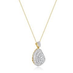 14K Two-Tone Yellow and White Gold Diamond Ballerina Pear-Shaped Pendant