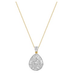 14K Two-Tone Yellow and White Gold Diamond Ballerina Pear-Shaped Pendant