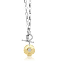 14K Two-Tone White and Yellow Gold Praisiolite and Diamond Double Halo Pendant T