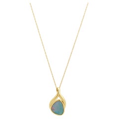 14K Yellow Gold and Boulder Opal Pendant Necklace 18.25"