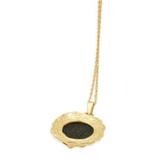 14K Yellow Gold Ancient Coin Pendant Necklace 16.0"
