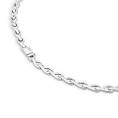 18K White Gold Pave Diamond Scalloped Drop Collar Necklace 17.0"