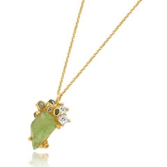 Ruth Tomlinson 18K Yellow Gold Peridot, Blue Sapphire, and Diamond Freeform Pend