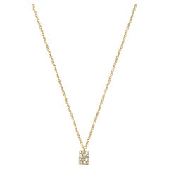 Bony Levy 18K Yellow Gold Round Diamond Rectangle Pendant Necklace 18.0"