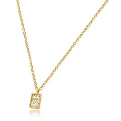 Bony Levy 18K Yellow Gold Round Diamond Rectangle Pendant Necklace 18.0"