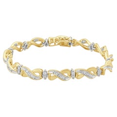 14K Two-Tone Yellow and White Gold Diamond Infinity Link Bracelet 7.5"