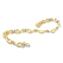 14K Two-Tone Yellow and White Gold Diamond Infinity Link Bracelet 7.5"