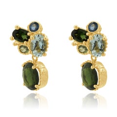 Ruth Tomlinson 18K Yellow Gold Multi-Color Gemstone Drop Earrings