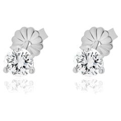 14K White Gold 3-Prong Set Old European Cut Diamond Stud Earrings