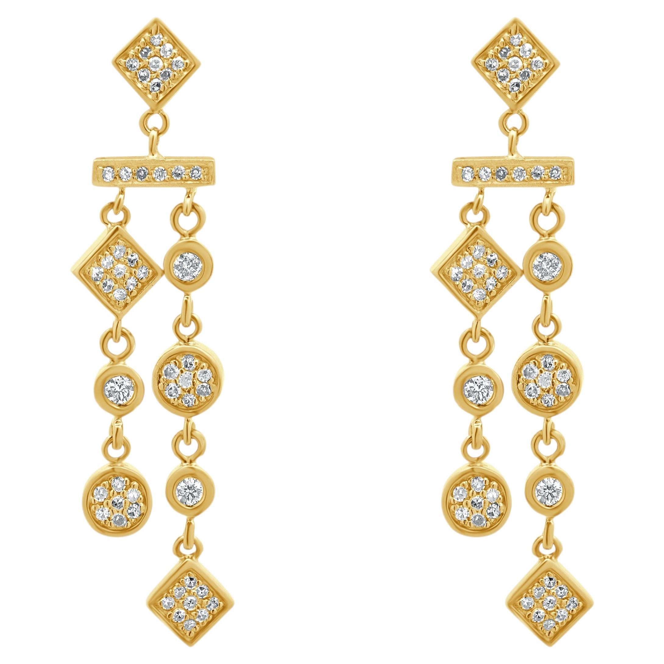 Pendientes colgantes EFFY de oro amarillo de 14K con diamantes redondos y formas variadas en venta