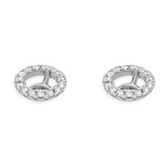 14K White Gold Round Diamond Halo Earring Jackets
