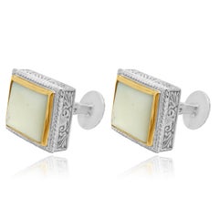 Konstantino Sterling Silver and 22KY White Mother-of-Pearl Rectangular Cufflinks