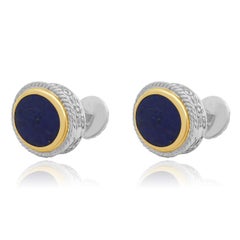 Konstantino Sterling Silver and 22K Yellow Gold Oval Lapis Cufflinks