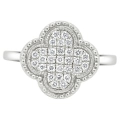 14 Karat White Gold Pave Diamond Quatrefoil Ring