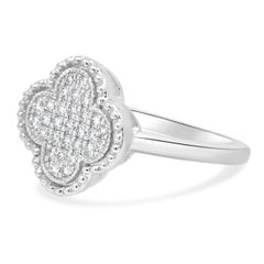 14 Karat White Gold Pave Diamond Quatrefoil Ring