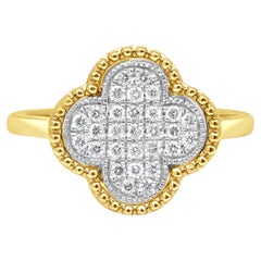 14 Karat Yellow Gold Pave Diamond Quatrefoil Ring