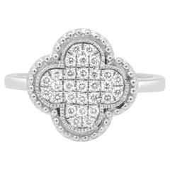 14 Karat White Gold Pave Diamond Quatrefoil Ring