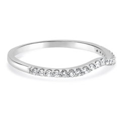 14K White Gold and Round Diamond Contour Band