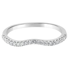 14K White Gold and Round Diamond Contour Band