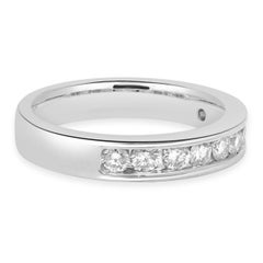 14K White Gold and Channel Set Round Diamond Band