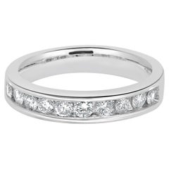 14K White Gold and Channel Set Round Diamond Band