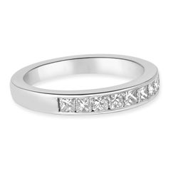 14K White Gold and Channel Set Princess Cut Diamond Band