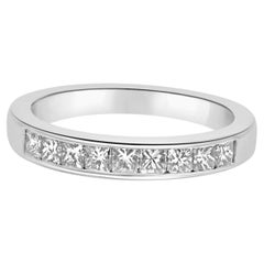 14K White Gold and Channel Set Princess Cut Diamond Band