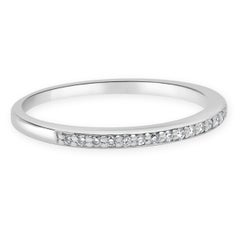 14K White Gold and Bead Set Round Diamond Wedding Band